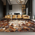 China Luxury patchwork cowhide leather rugs Manufactory